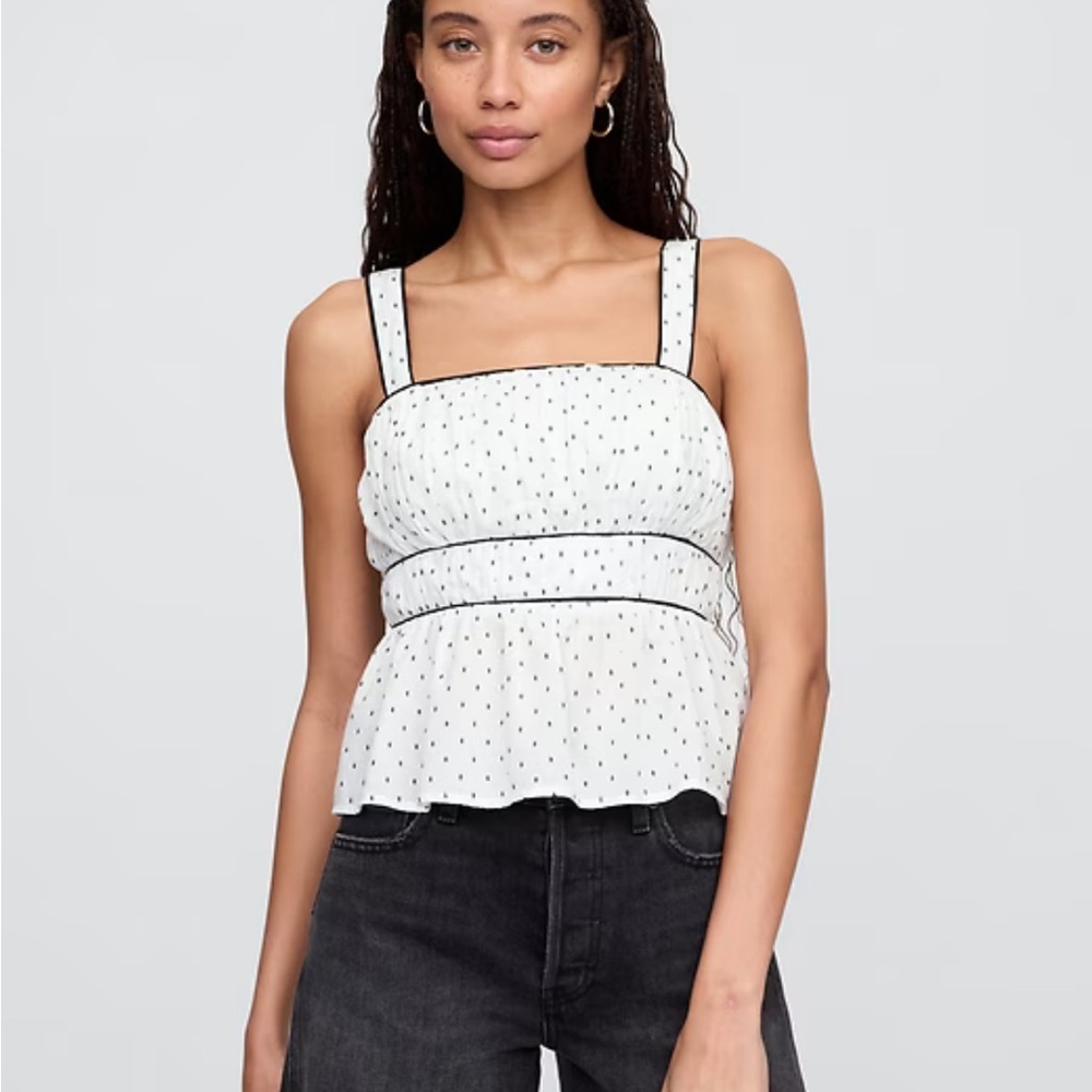 GAP White and Black Polka Dot Blouse